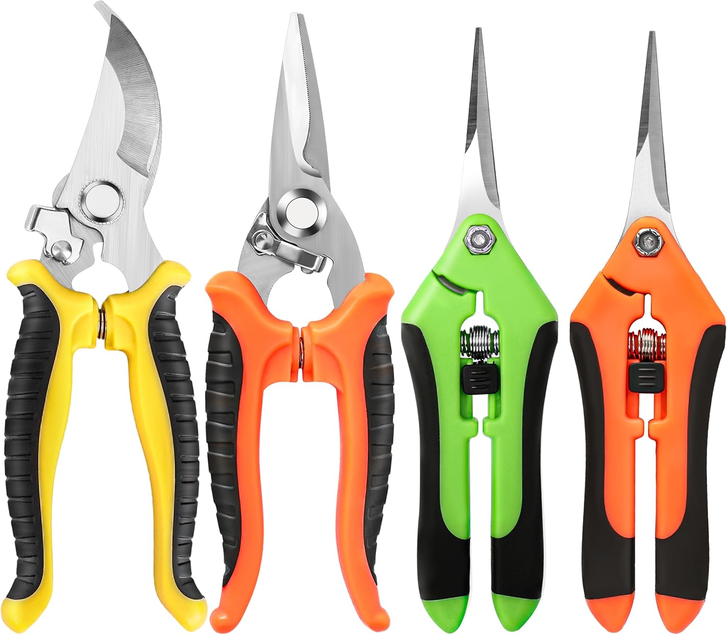 Gardening Scissors with 4pcs Yellow Orange Green blades