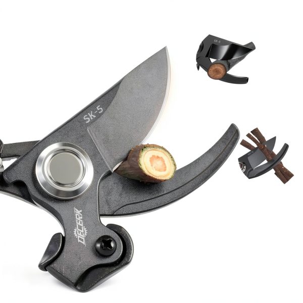 Decerk Pruning Shears Black Orange Titanium Blade-5