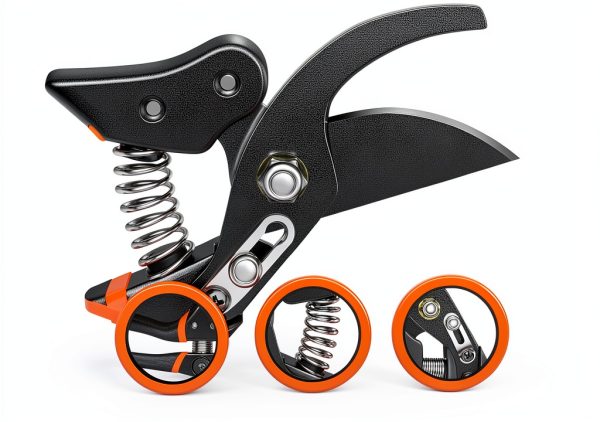 Decerk Pruning Shears Black Orange Titanium Blade-3