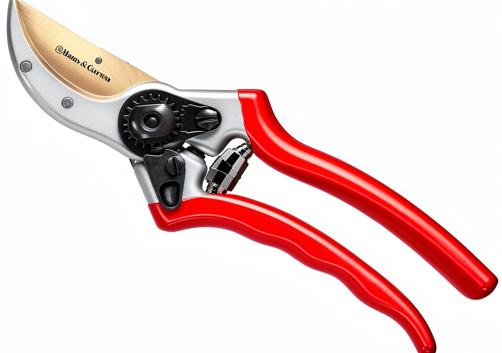 Installing Haus Garten ClassicPRO Bypass Pruning Shears Red on a wooden workbench