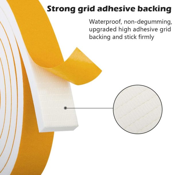 White Door Window Weather Stripping ToLanbbt High Density Foam Tape-3