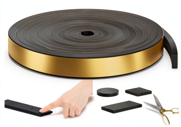 MIKONIYA Weather Stripping Door Seal Dense CR Foam Black 1/2x1/4x13ft-6