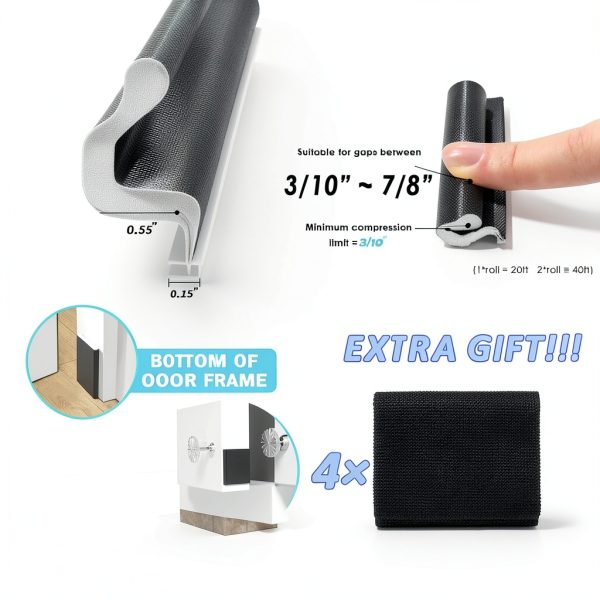 Kerf Weather Stripping Door Seal Bantie 40FT PVC Strip with 4 Gaskets-5