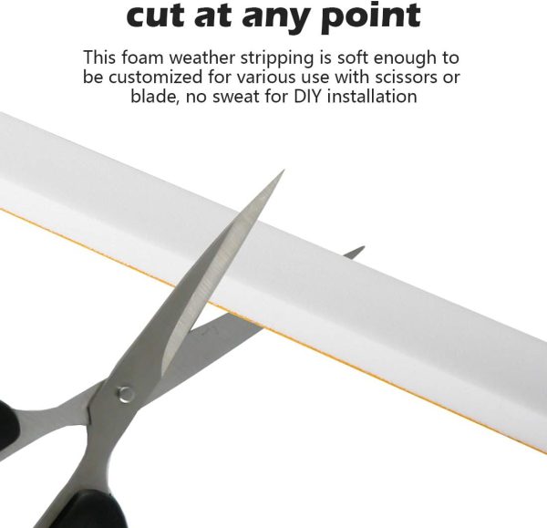 White Door Window Weather Stripping ToLanbbt High Density Foam Tape-2