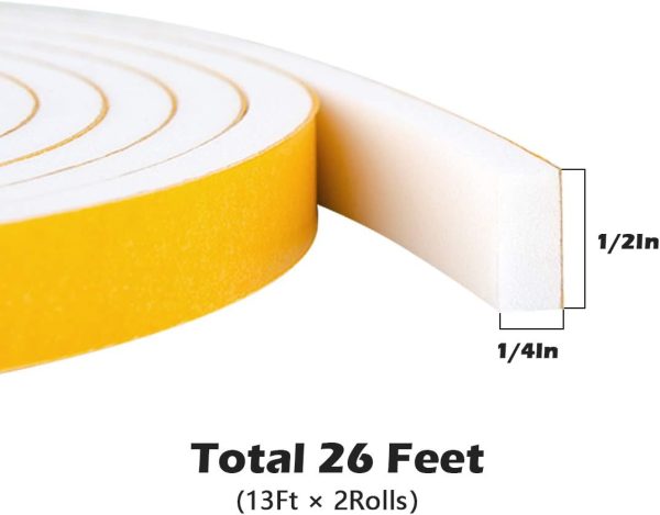 White Door Window Weather Stripping ToLanbbt High Density Foam Tape-1